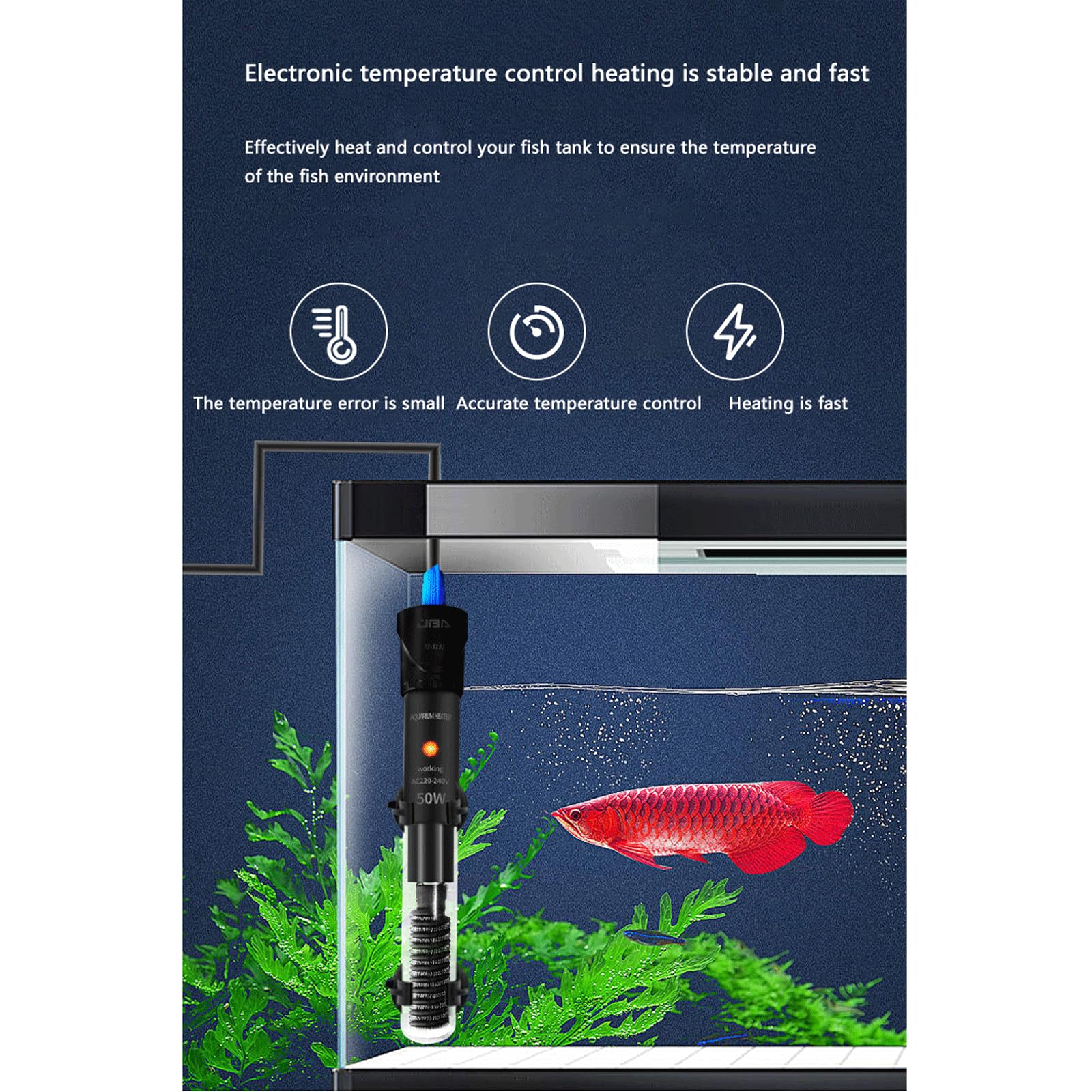 Asta riscaldante per Acquario per Acquario Riscaldatore Automatico a Prova di Esplosione a Temperatura costante, 200 W (200 W)