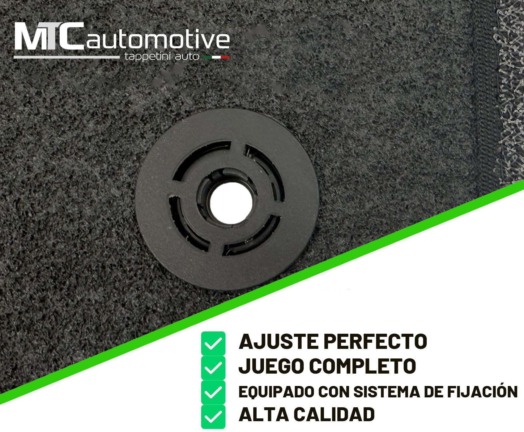 MTC - Alfombrillas para Opel Astra J del 2009 al 2015 a Medida, Antideslizantes, con talonera en PVC (cloruro de polivinilo) y Clips de Anclaje