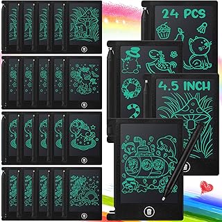 Zhehao 24 Pack LCD Mini Writing Tablet for Kids 4.5 Inch Doodle Board Bulk Erasable Reusable Electronic Drawing Pad Birthday Party Favors Goodie Bag Classroom Gifts(Black)
