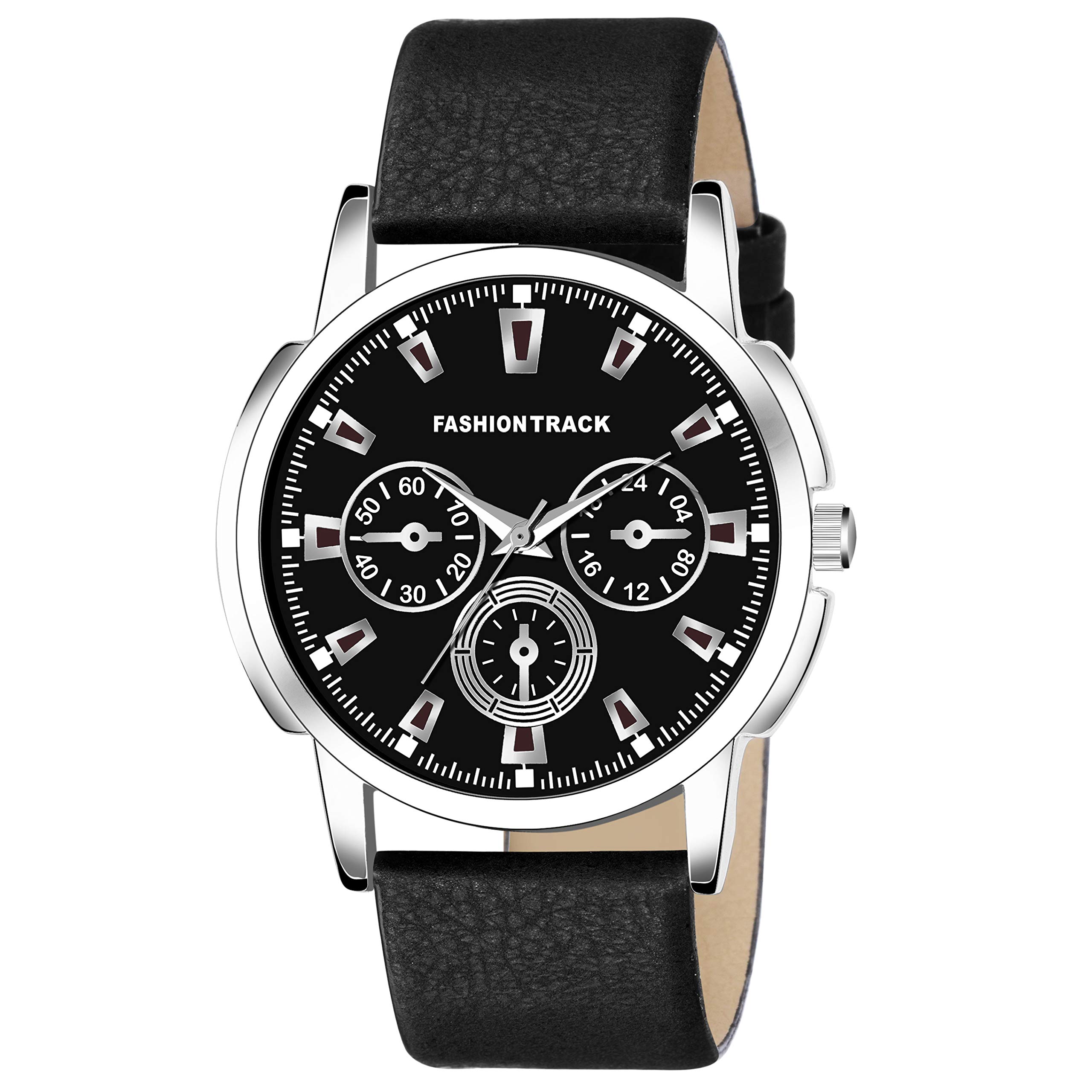FASHION TRACK Watch Mens Fashion Water Resistant Sports Slim Analogue Quartz Stainless Steel Leather Watches Mens Bracelet (Black) (B0813741F7) Amazon Price History, Amazon Price Tracker