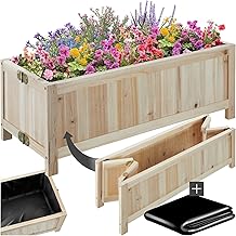 TecTake® Raised Garden Box with Protective Film for Vegetables, Herbs and Flowers, for Garden, Balcony and Patio, 70 x 30 x 25 cm