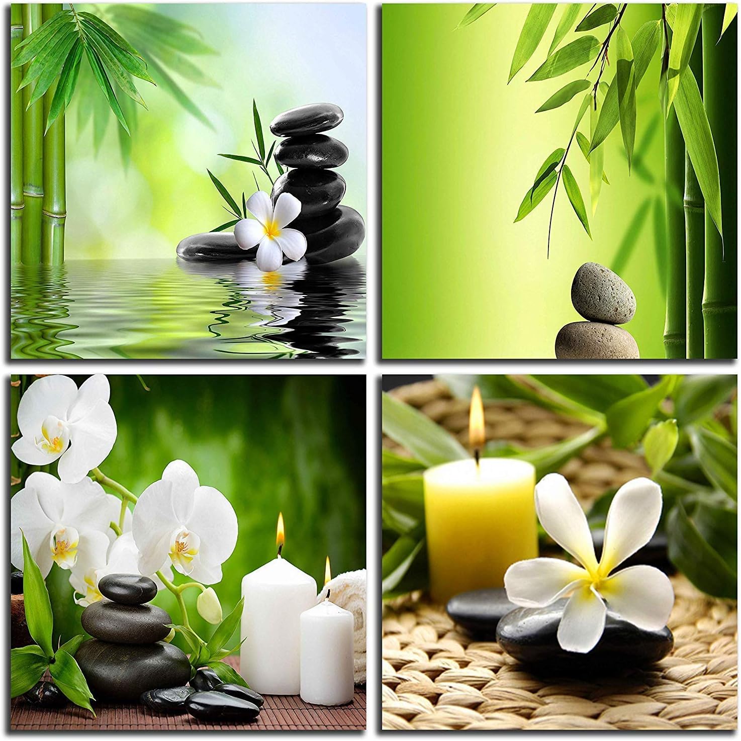 NAN Wind Modern 4 Panel Zen Giclee Canvas Print Spa Wall Art Spa Massage Treatment Pictures on Canvas Wall Art for Home Office Decorations Living Room Bedroom