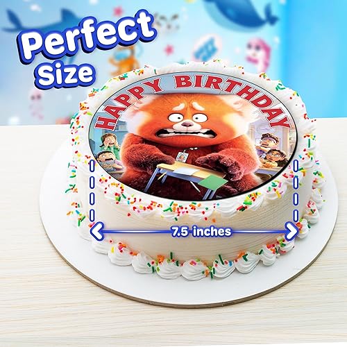 Miniatura 3 de Decoración para pastel de 7.5 pulgadas – Decoración redonda comestible para pastel de cumpleaños, pastel de feliz cumpleaños (SKU: Turning Red)