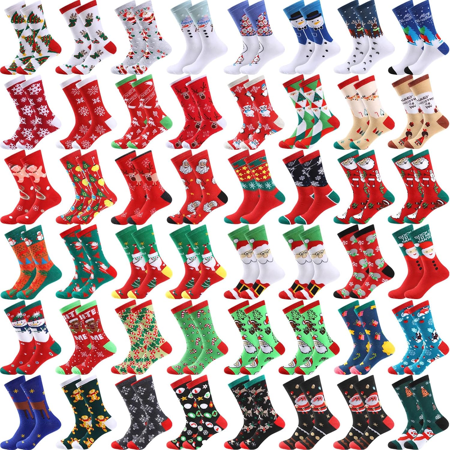 Handepo 48 Pairs Christmas Socks for Men Women Bulk Gifts for Coworkers Employee Warm Soft Holiday Crew Xmas Socks