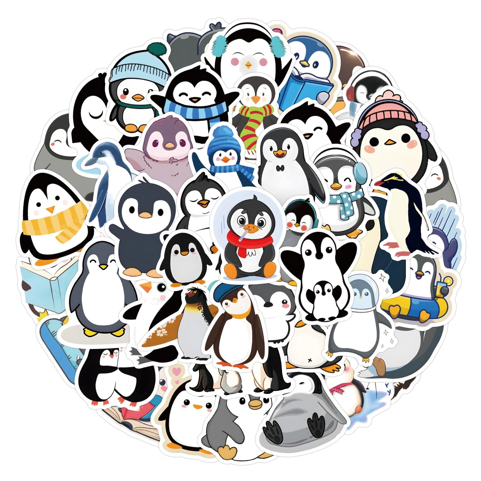 50 Pcs Penguin Stickers for Water Bottle Waterproof Sticker for Laptop Skateboard Phone Car Decals for Teens Adults for Party Favors Supplies Decor (Kawaii Penguin Stickers) - Image 4