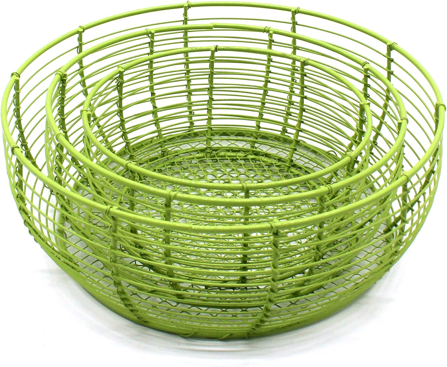 CVHOMEDECO. Round Metal Wire Egg Baskets Fruit Baskets