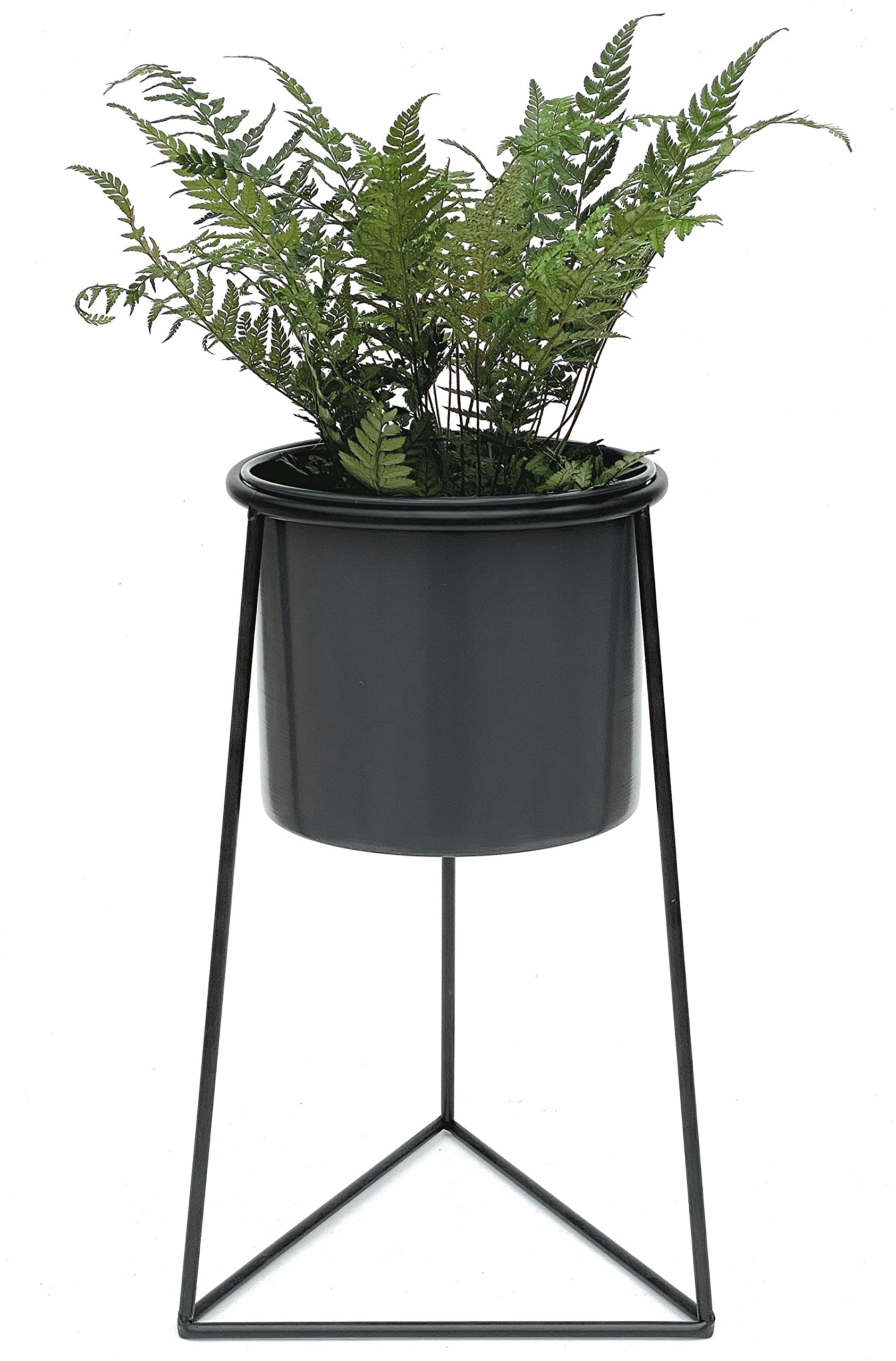 DanDiBo 96052 Sgabello Per Fiori Con Vaso In Metallo - Nero - Altezza 45 Cm - Portata 20 Kg