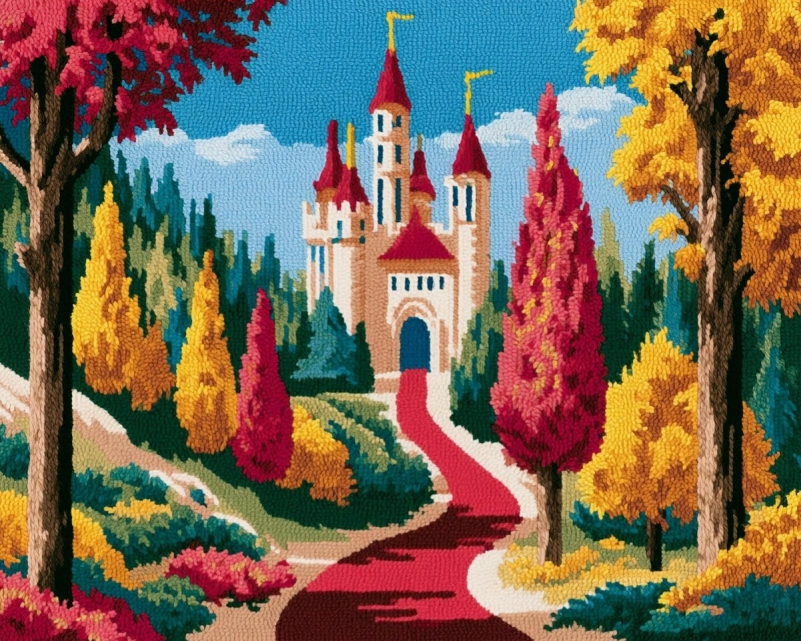 Wallphantom Latch Hook Crafts Kits for Adults,Forest Castle Landscape