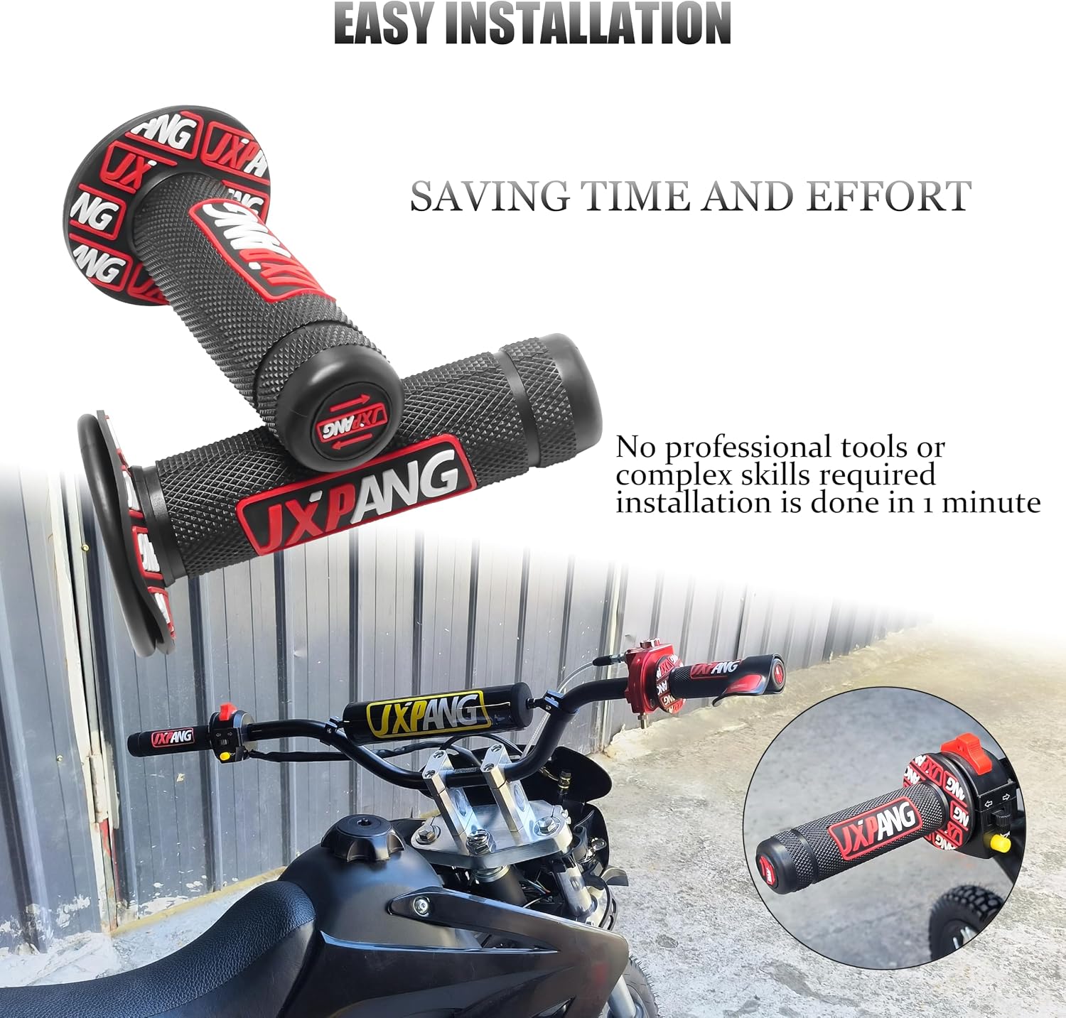 7/8" Motorctcle Handlebar Grips, Non Slip Dirt Bike Hand Handlebar Glue Left & 22mm Right & 24mm Universal for Motercross Most Pit Bike ATV UTVKLX KX EXC XC SX CRF CR YZ WR