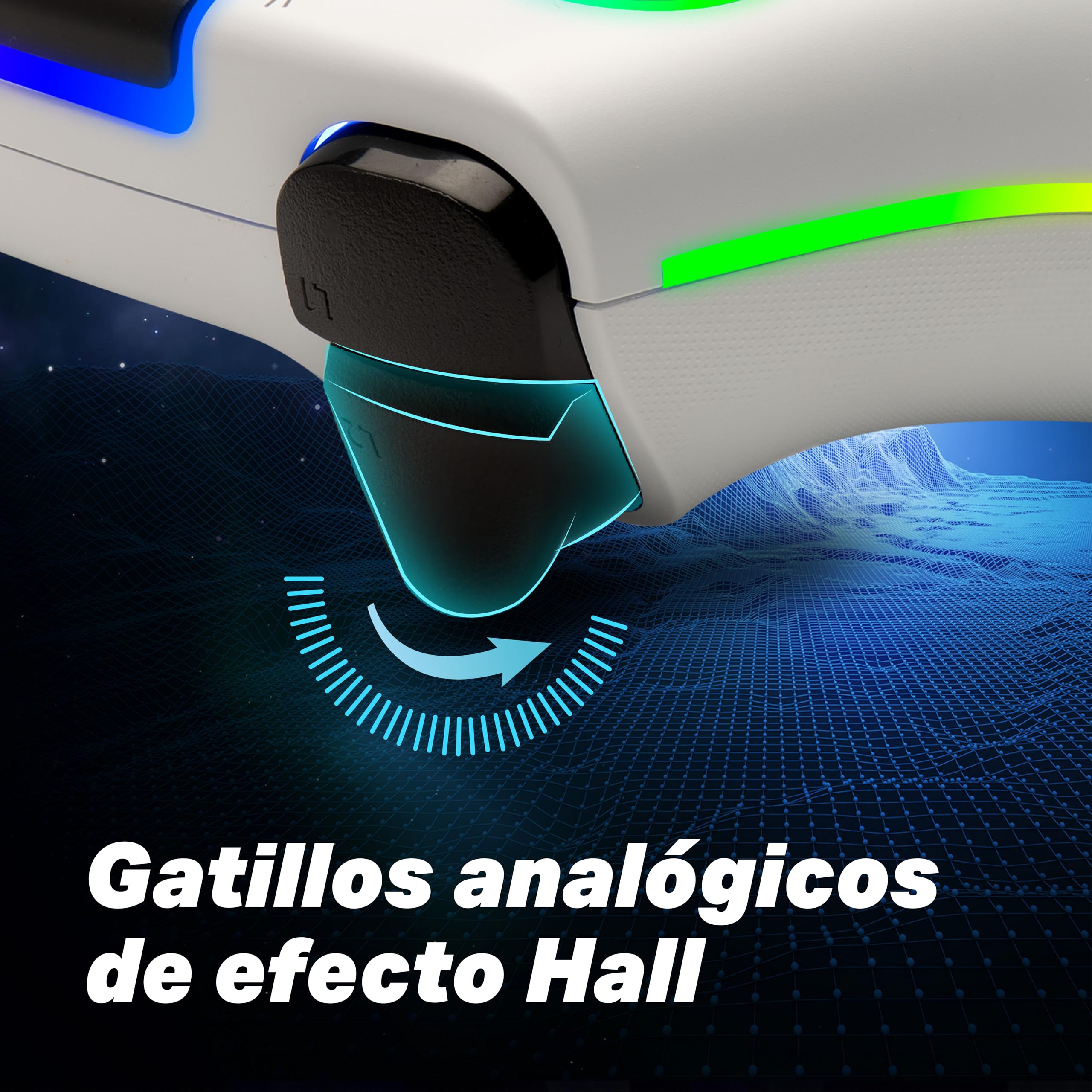 NITHO NOVA Mando con Cable Compatible con PS5/PC/MAC/Android/Steam Deck, Gamepad con Efecto Hall, Paletas Programables, Turbo, Giroscopio de 6 Ejes, Vibración Dual, Iluminación RGB & Jack de Audio