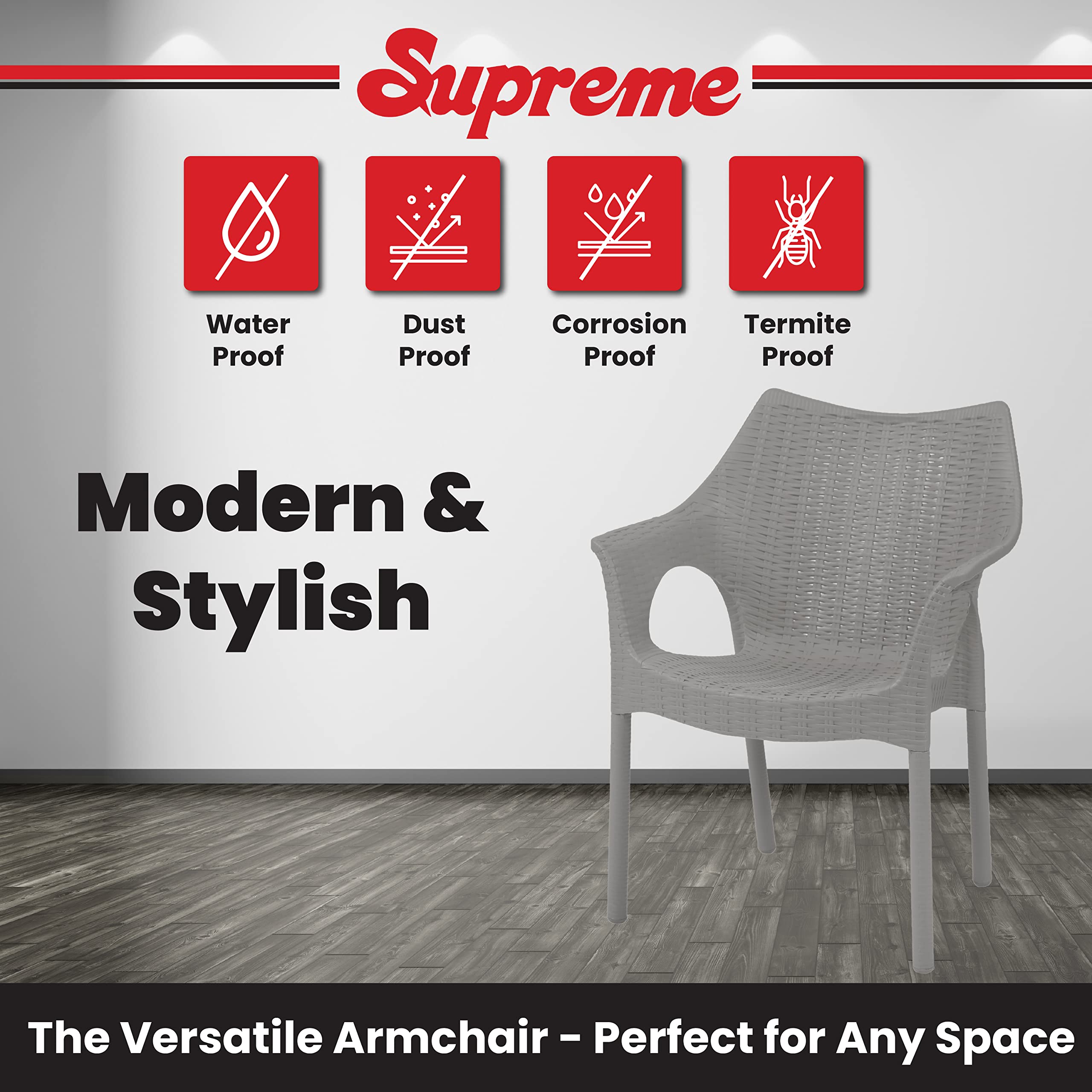 Supreme chairs Cambridge Heavy Plastic Chair | Oversized Arm Chair for Garden and Outdoor | 250Kg Weight Bearing Capacity | 6 Months Warranty (Champagne) | Set of 2 Chairs 2