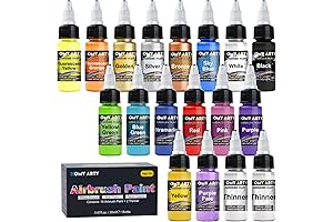 18-Color Airbrush Paint Set: Water-Based Acrylic for Art, Model, Canvas