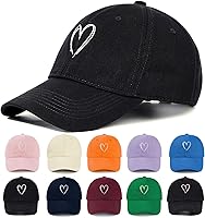 Zando Valentine's Heart Baseball Cap - Adjustable 100% Cotton Hat for Women Men Couples, Cute Trendy Gift for Golf Travel