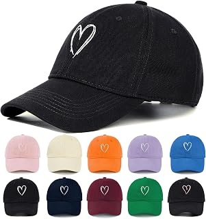 Zando Valentine's Heart Baseball Cap - Adjustable 100% Cotton Hat for Women Men Couples, Cute Trendy Gift for Golf Travel
