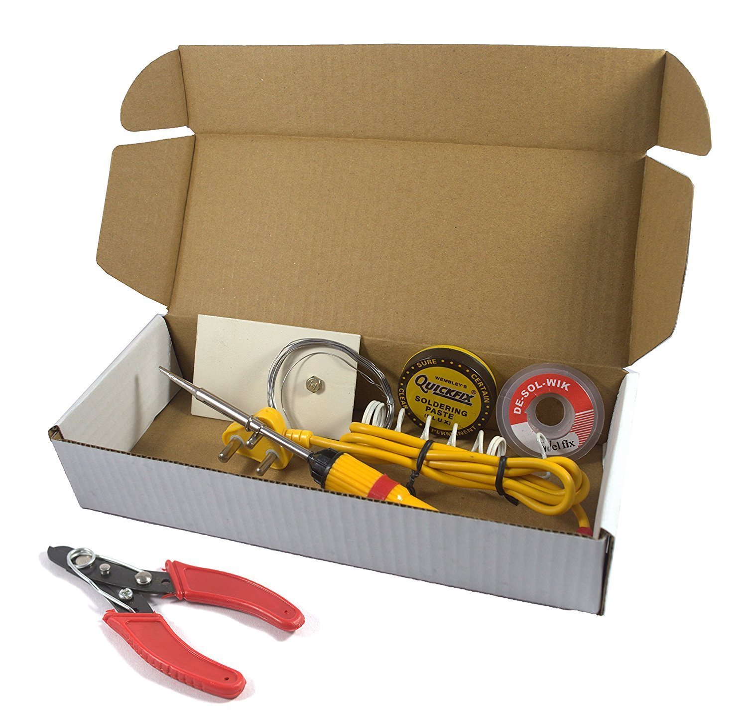 ElectroBot 6 in 1 Electric Soldering Iron Stand Tool Wire Stripper Kit with 25W Welding Stick Set