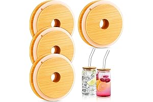 Original 16oz Beer Can Lids - Clear Screw Top Reusable Glass Bamboo...