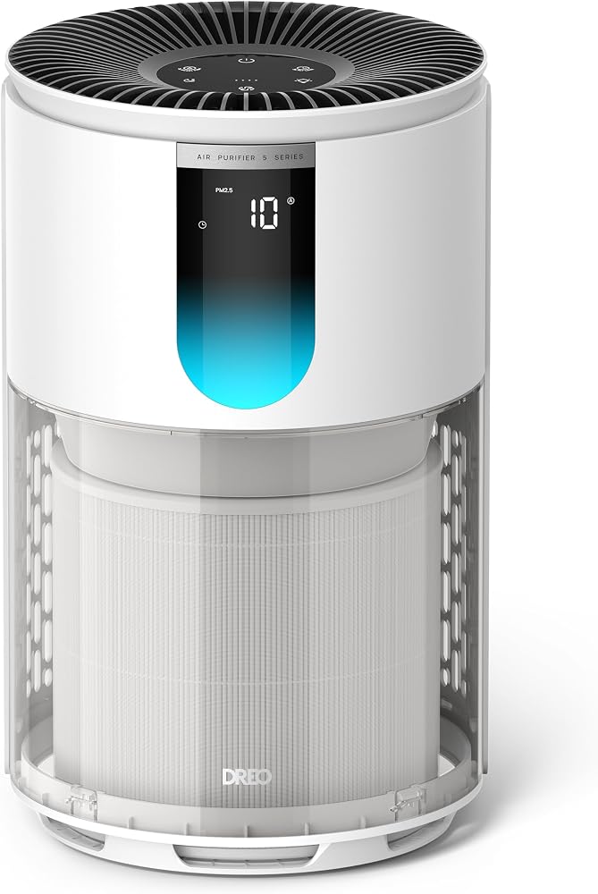 DREO Air Purifier for Home, Up to 1176 ft², HEPA Sleep Mode, Air Purifiers for Large Room & Bedroom, Pets, Smoke, Dust, Pollen & Odors, PM2.5 Monitor, Auto & Turbo Mode, 4 Speeds, DR-HAP009 (Dreo 539)