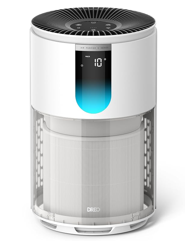 DREO Air Purifier for Home, Up to 1176 ft², HEPA Sleep Mode, Air Purifiers for Large Room & Bedroom, Pets, Smoke, Dust, Pollen & Odors, PM2.5 Monitor, Auto & Turbo Mode, 4 Speeds, DR-HAP009 (Dreo 539)