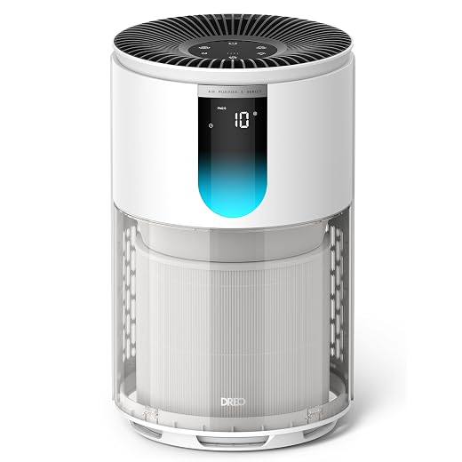 DREO Air Purifier for Home, Up to 1176 ft², HEPA Sleep Mode, Air Purifiers for Large Room & Bedroom, Pets, Smoke, Dust, Pollen & Odors, PM2.5 Monitor, Auto & Turbo Mode, 4 Speeds, DR-HAP009 (Dreo 539)