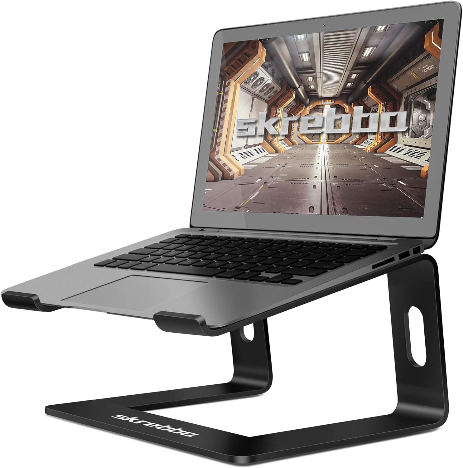 Laptop Stand, Detachable Aluminum Computer Notebook Holder Stand for Desk, Ergonomic Laptop Riser Portable Laptop Elevator Compatible with Apple MacBook Air Pro, HP, Dell 10-15.6" PC (Black): Office Products