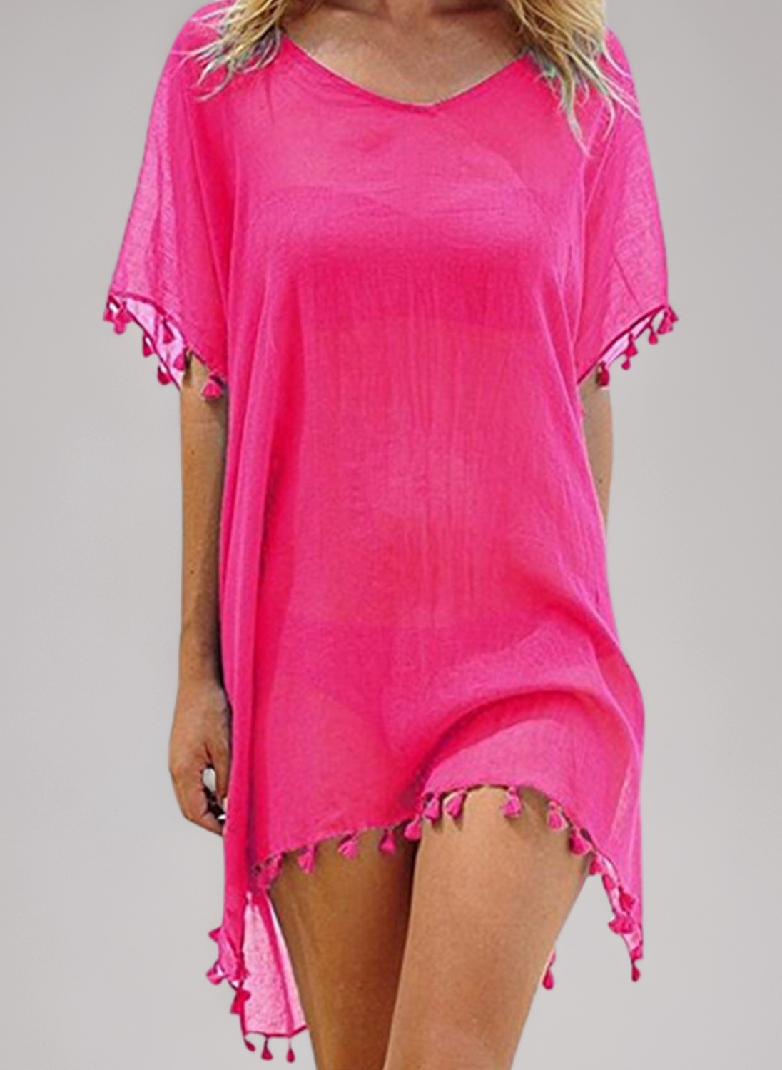 Women Chiffon Tassel Kaftan Swimsuit Bikini Stylish Beach Cover up Summer Holiday