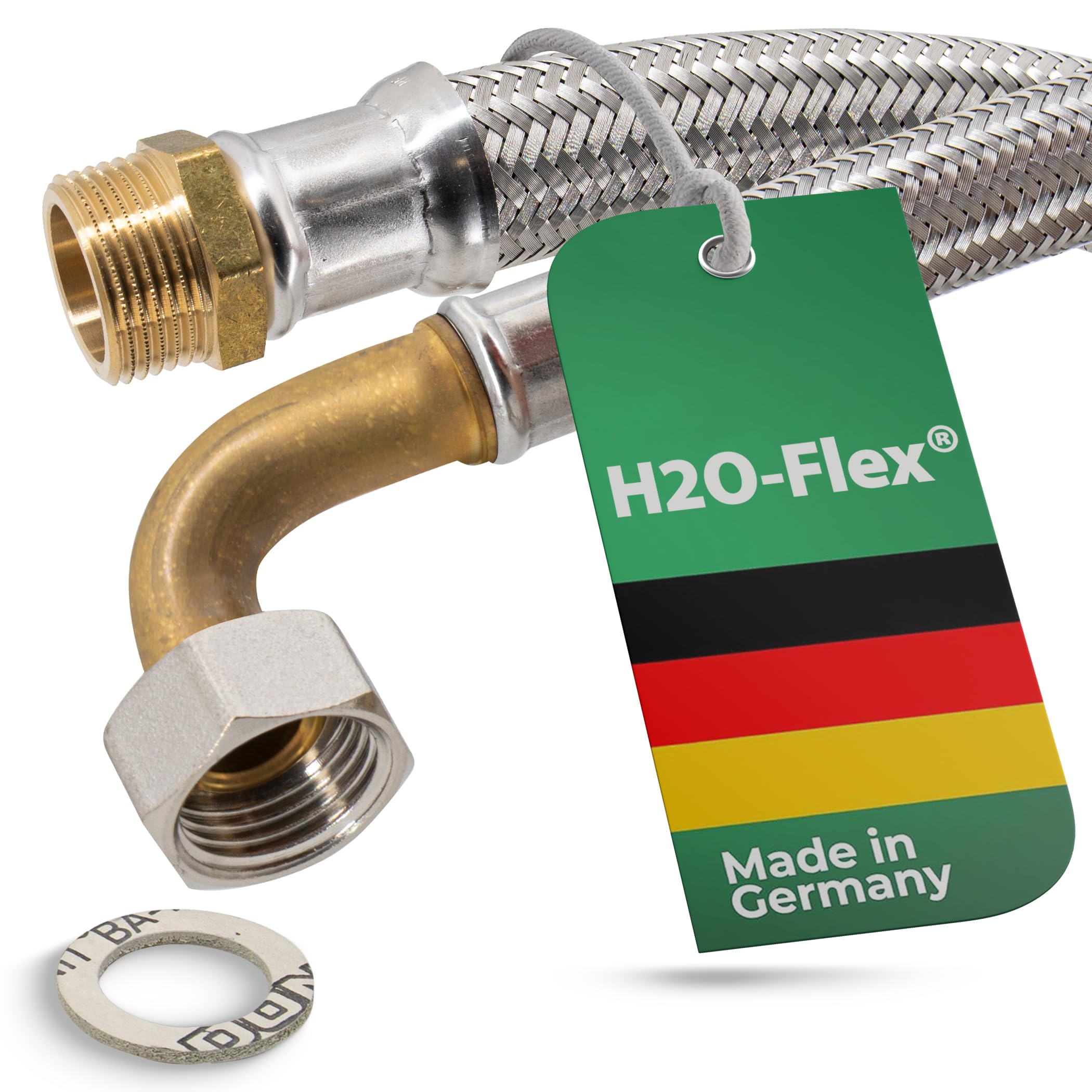 Tubo flessibile DN25 con tubo rinforzato da 1" AG x 1" con approvazione dell'acqua potabile, tubo di collegamento flessibile, con intreccio in acciaio inox, prolunga con dadi