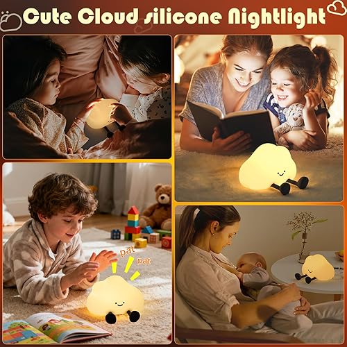 Miniatura 6 de YISUN Luz nocturna de nube, bonita luz nocturna de silicona para bebé pequeño, lámpara LED recargable para cuarto de bebé con temporizador, 3