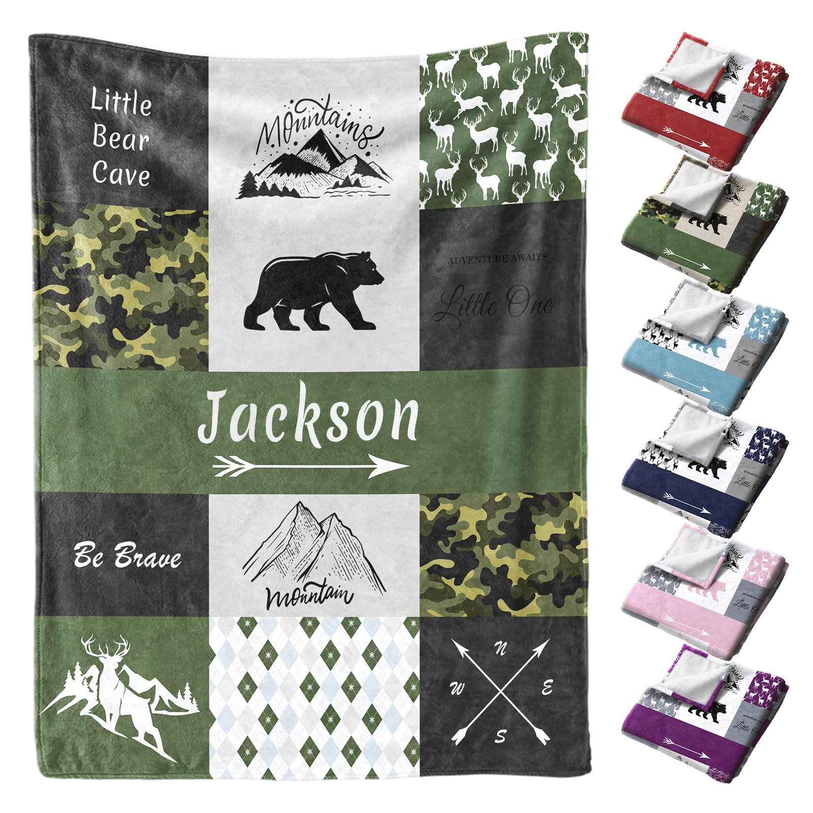 Infiher Custom Blankets Personalized Baby Blanket for Boys,Customized Name Blanket Gifts for Birthday Baby Shower Memorial Day,Soft Flannel Personalized Blankets for Kids Women Men(6Colors)