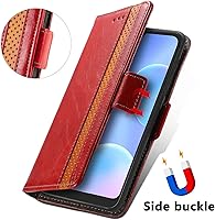 Vista 5 de Funda para Honor X7, Funda para Honor Play 30+ Plus Funda de piel sintética con ranuras para tarjetas Funda con soporte abatible Rojo
