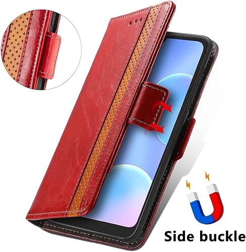 Miniatura 5 de Funda para Honor X7, Funda para Honor Play 30+ Plus Funda de piel sintética con ranuras para tarjetas Funda con soporte abatible Rojo