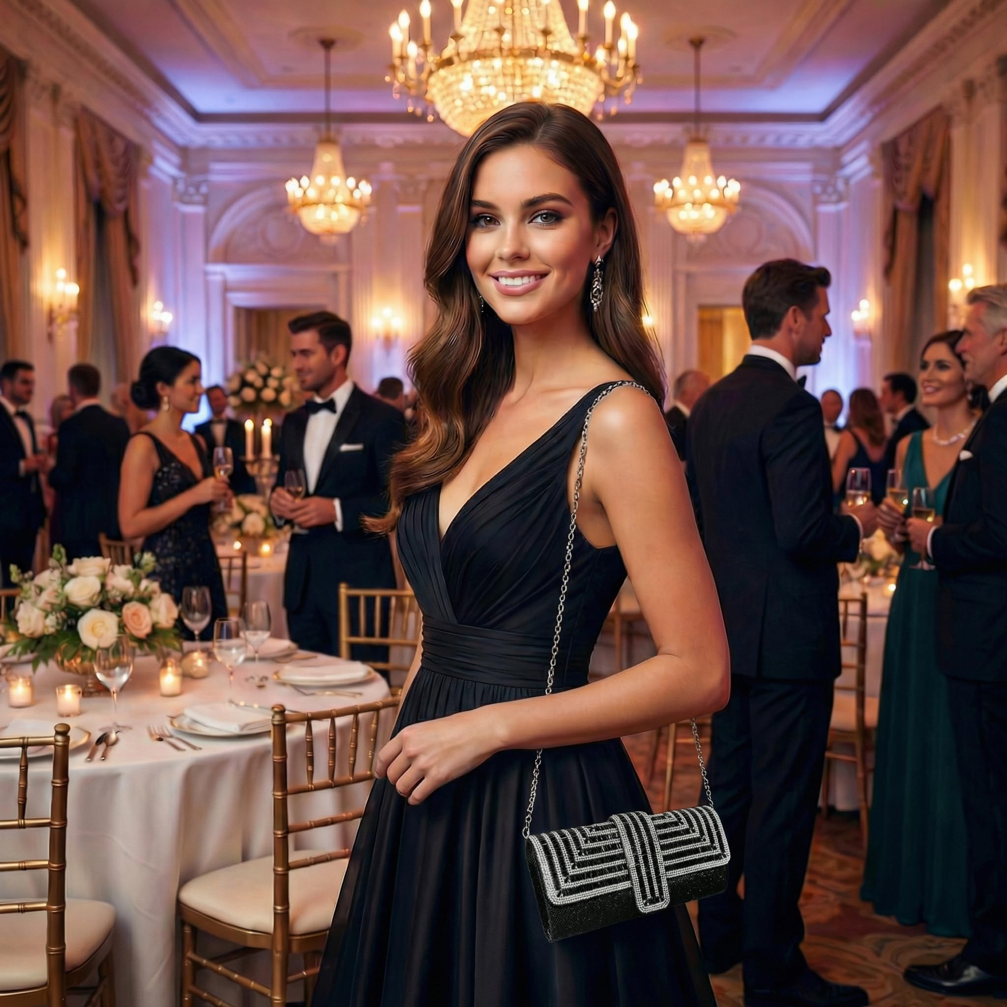 Bolso de mano de noche brillante para mujer, bolso de mano de cadena brillante con cadena desmontable, embrague de diamantes de imitación con purpurina, bolso de hombro femenino con diamantes de