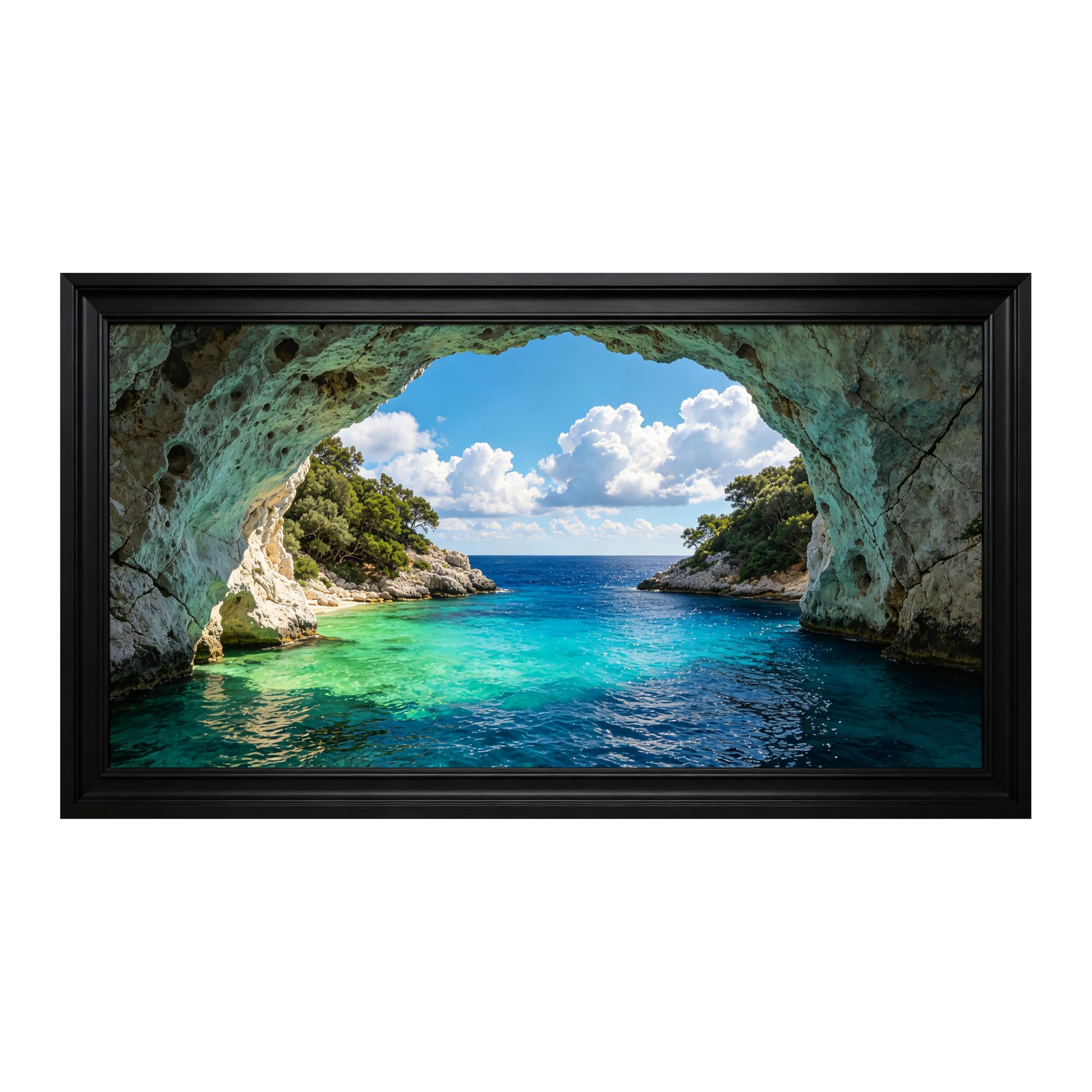Yzpallescene Art260711079 3D Framed Wall Art Coastal Sea Cave Seascape Panoramic Large Size Selfadhesive Removable Wall Decor Prints Artwork For Living Room Bedroom Office