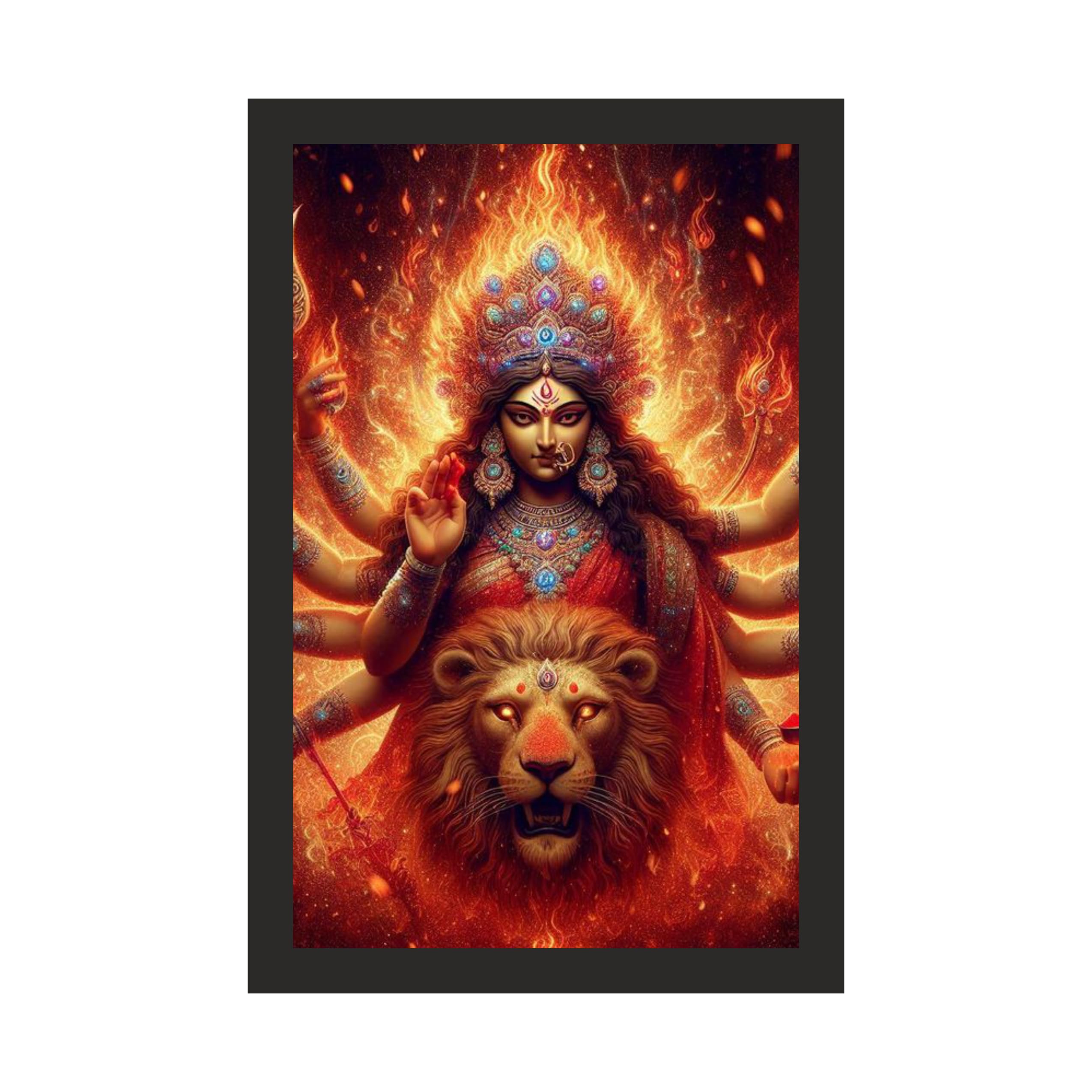 Grand Blazing Durga: 20x30