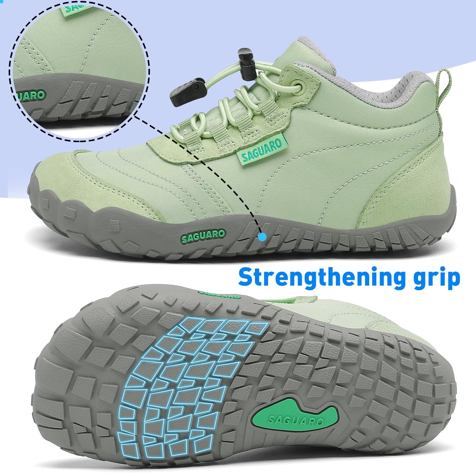 SAGUARO Enfants Chaussures de Trail Garcons Fille Minimaliste Barefoot Baskets Running Sneakers Léger Respirantes 31EU