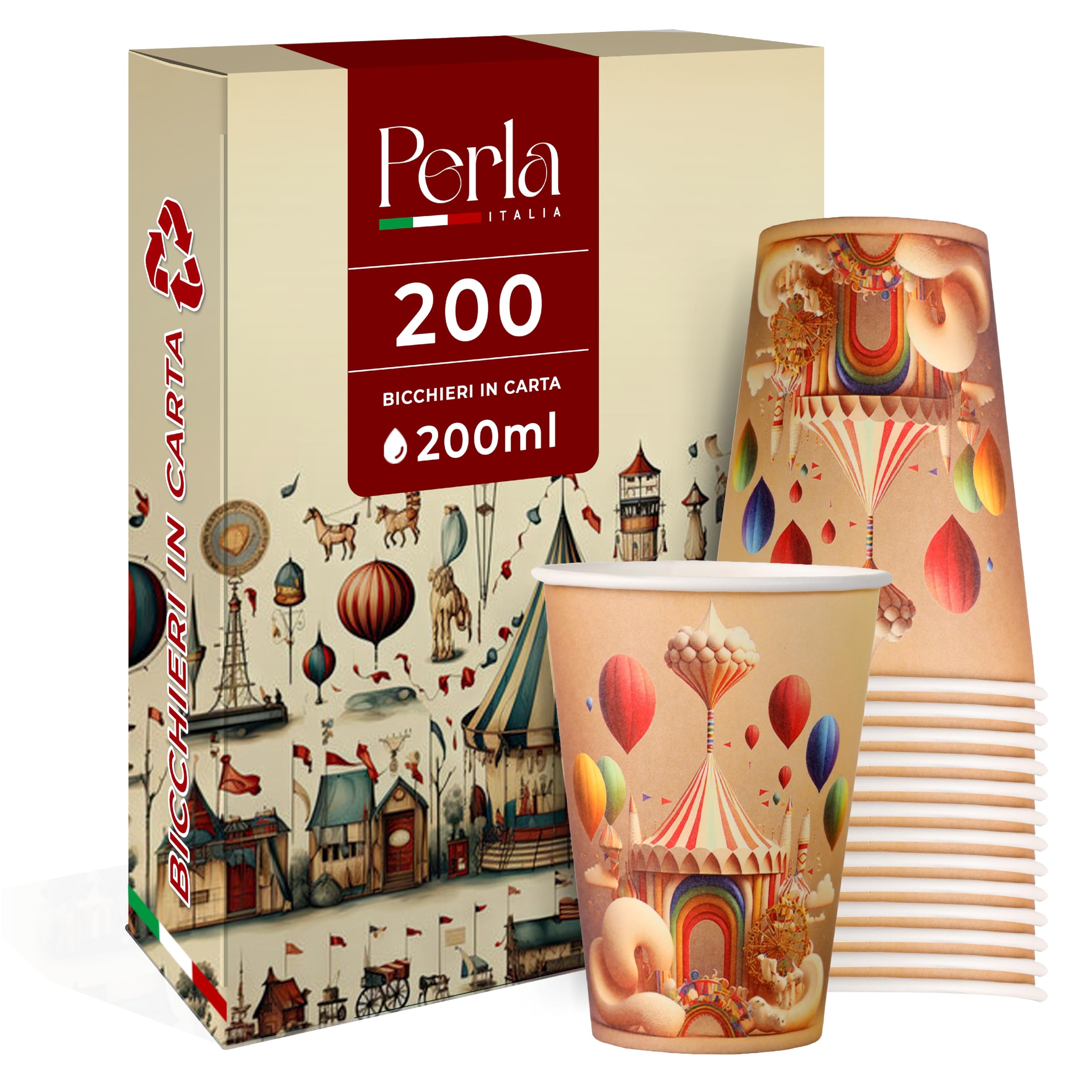 Gobelets en papier de 200 ml écologiques et gobelet jetable pour fête et anniversaire