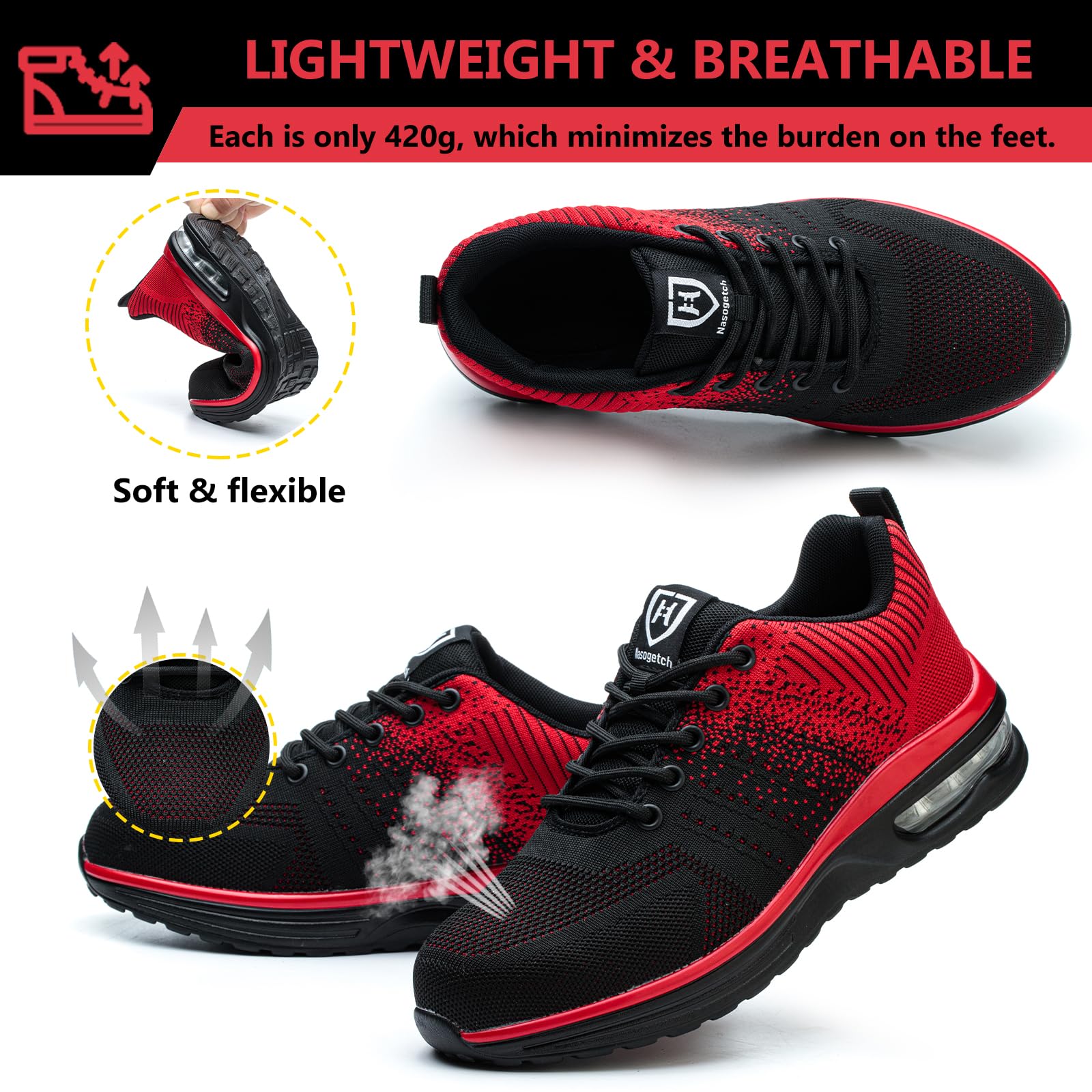 Baofular Scarpe Antinfortunistiche Uomo Donna Leggere Scarpe da Lavoro Comode Scarpe Sicurezza Antiscivolo Traspiranti