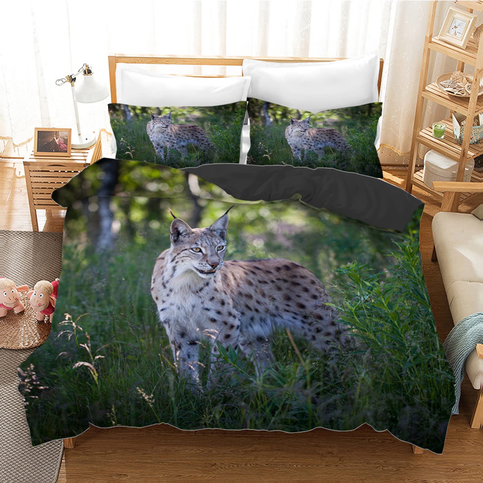 Housse de couette 90x190 bête verte en microfibre hypoallergénique facile à laver pour enfant
