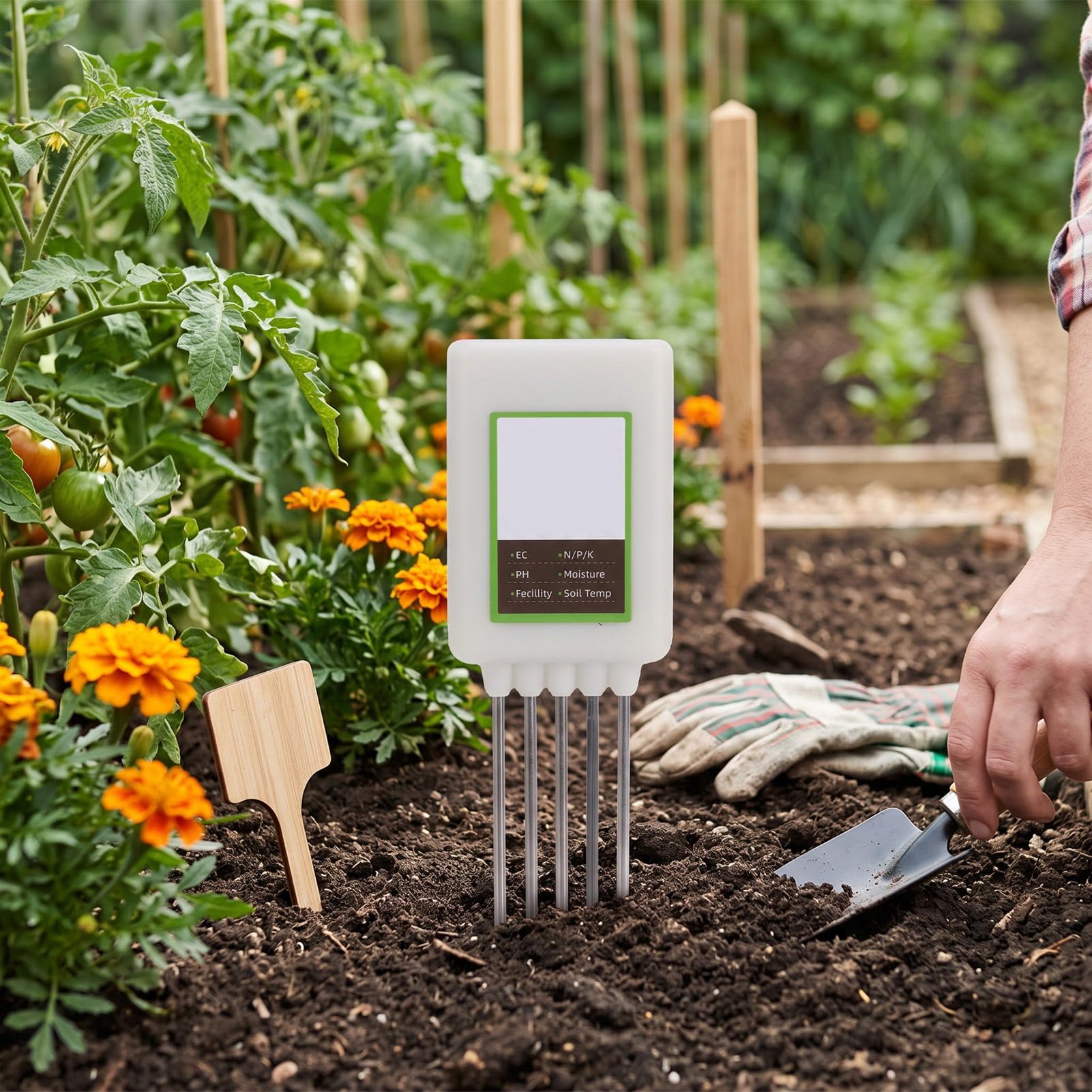 ZJchao Medidor de Suelo 8 en 1 con Bluetooth, Analizador de NPK PH EC Fertilidad Humedad Temperatura, Datos en Tiempo Real a la App del Smartphone para Jardinería Caña de Azúcar