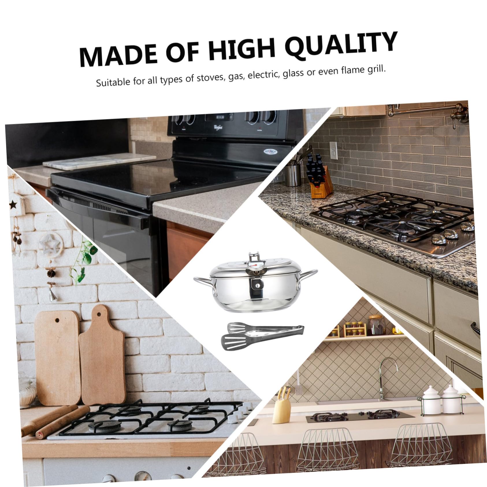 Hohopeti Friteuse Tempura Inox avec Thermomètre Poêle à Température Contrôlable Compatible Feux Dont Induction Casserole Profonde pour Friture Polyvalente