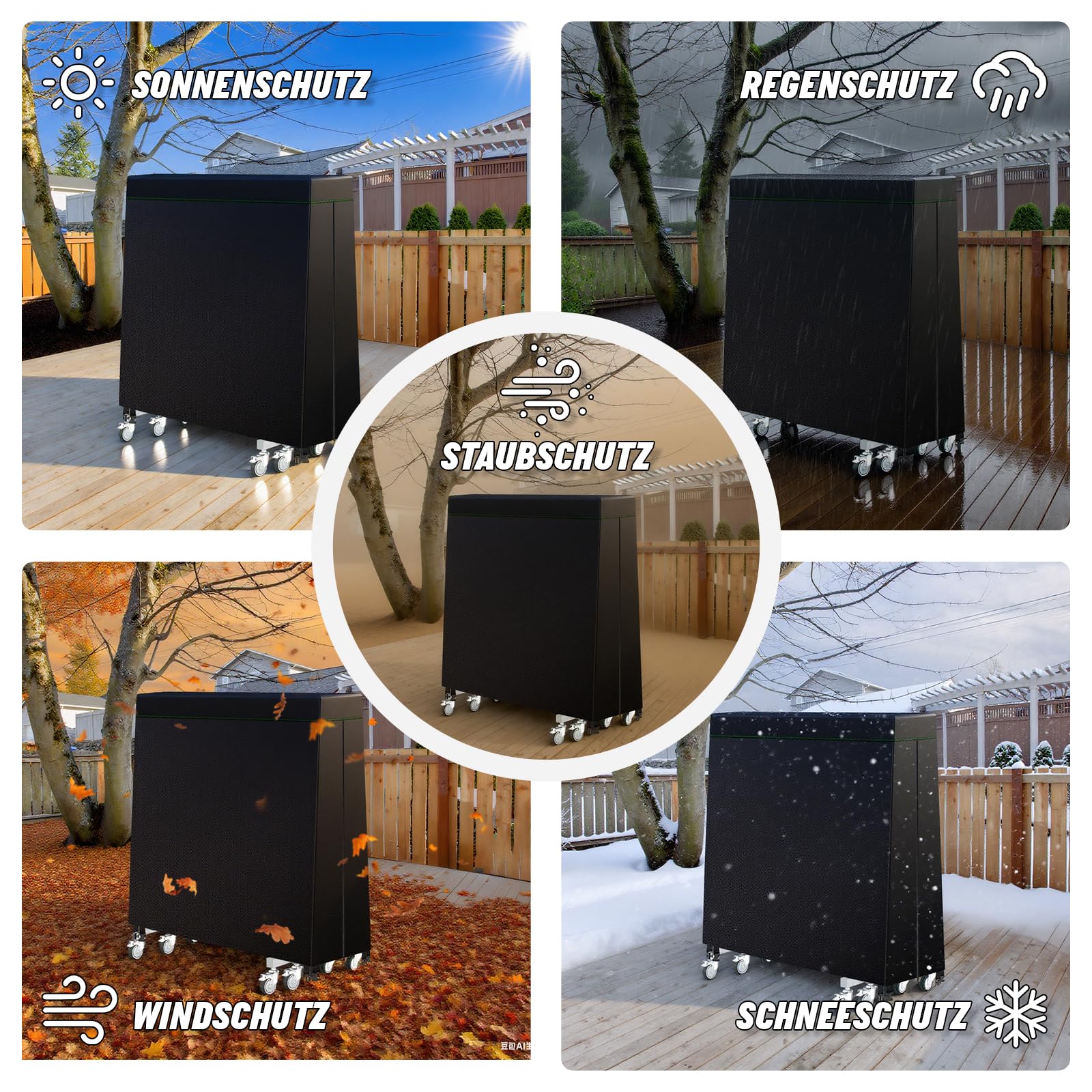 Housse Table de Ping Pong Exterieur Oxford 600D Imperméable 188x165 cm