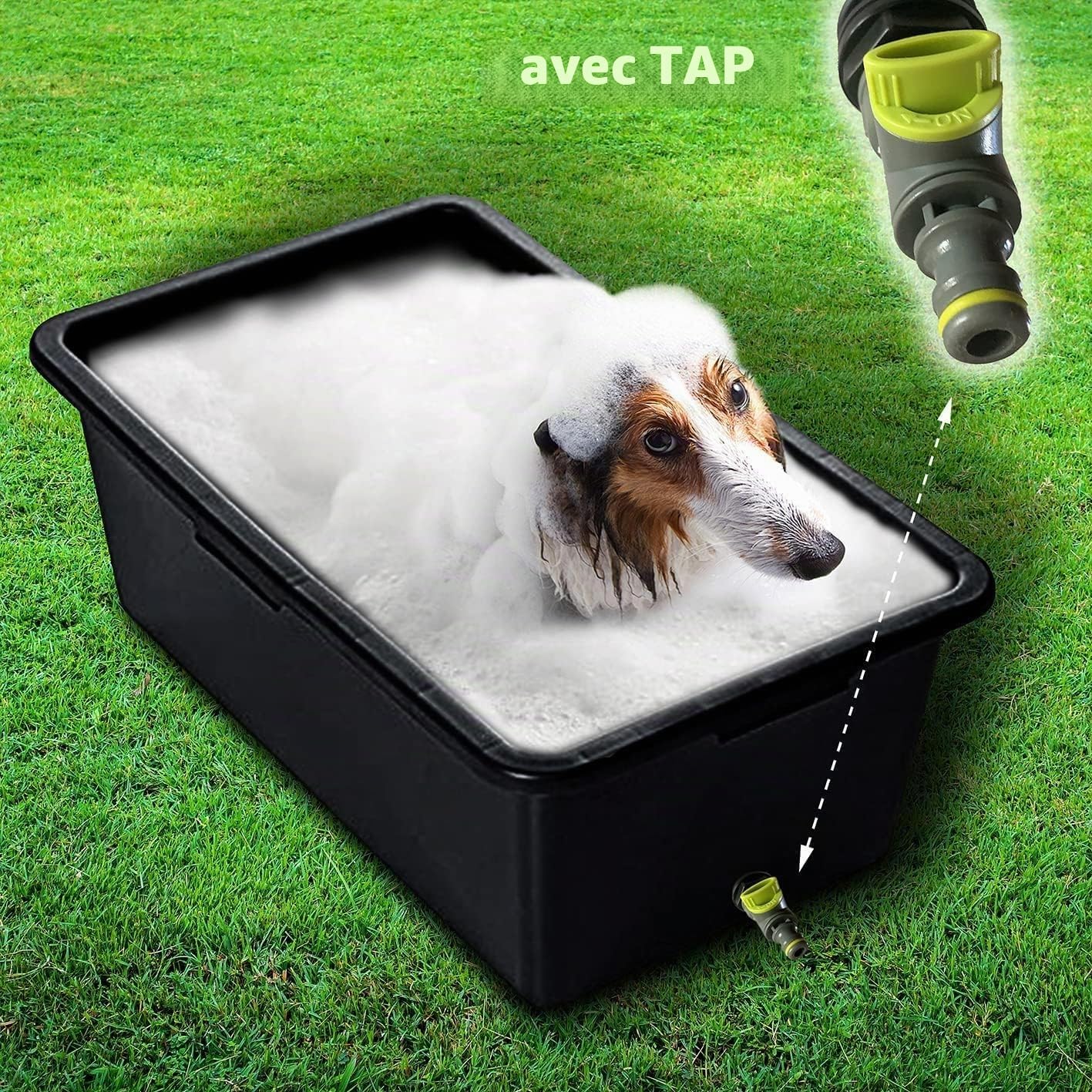 Baignoire avec vanne de vidange pour chiens et chats, pataugeoire pour animaux de compagnie avec robinet, piscine pour chien en plastique, 4 tailles (90L; 78x48x31[cm])