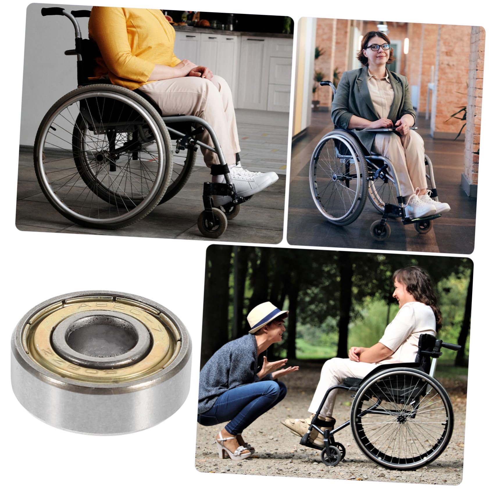 NOLITOY 4Pcs Steel Wheelchair Manual Wheelchair Bearing Bronson Round Wheelchair Accessories Wheelchair Ball Bearing Manual Steel Bearing Wheelchair Bearings Small Wheel