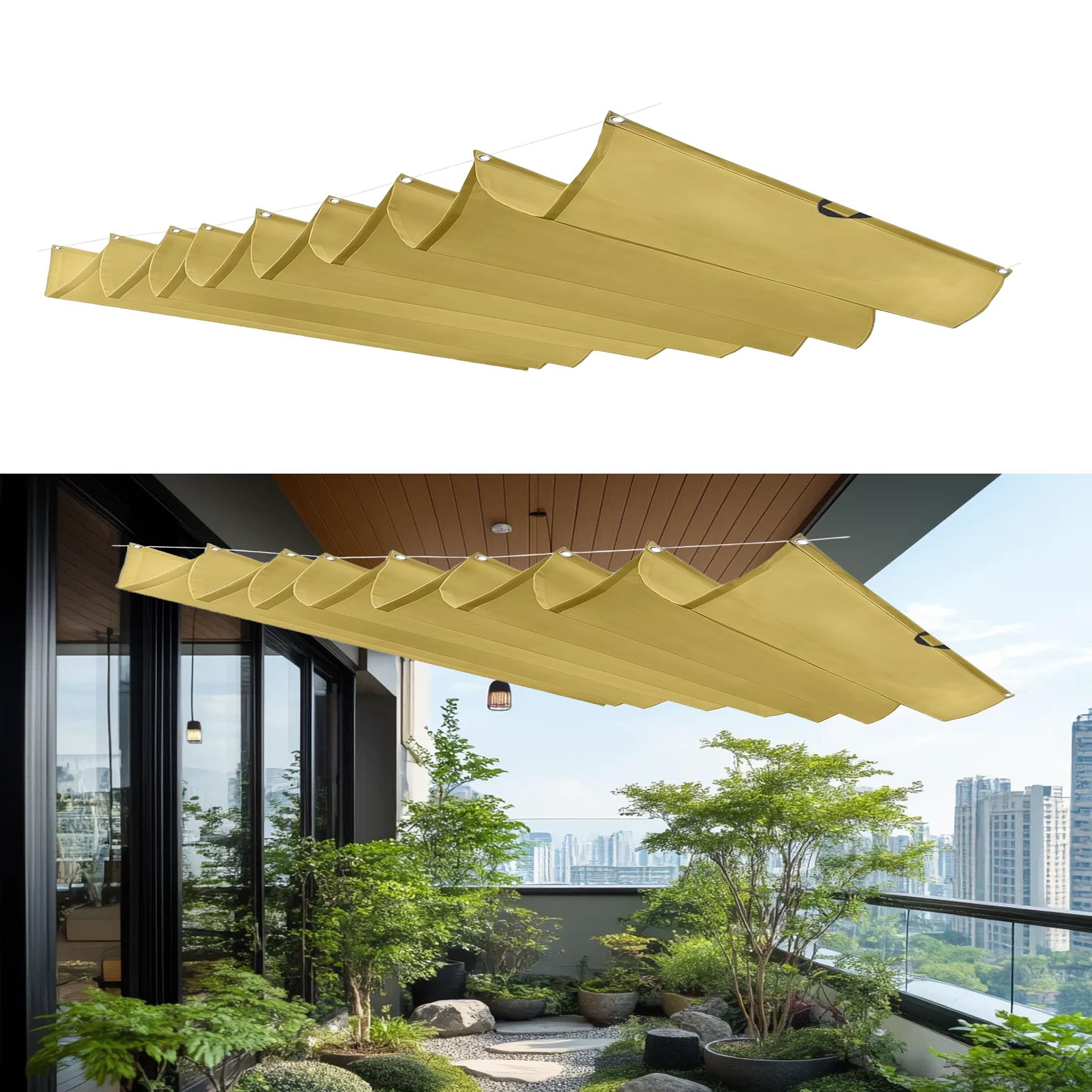 Auvent de terrasse étanche et anti-UV 160x610 cm avec toile rétractable