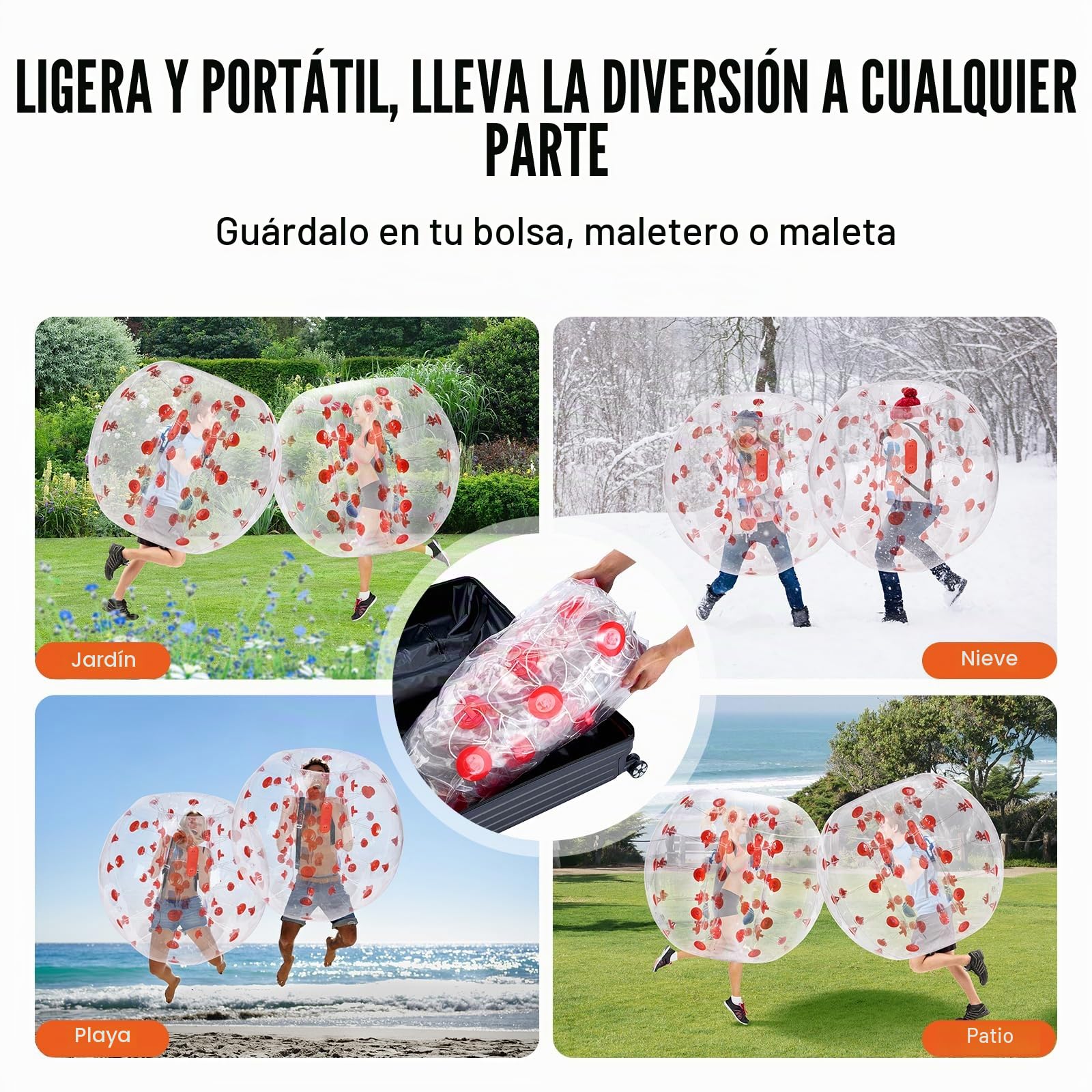 VEVOR Paquete de 1 pelota inflable de 1,2 m para adolescentes, bolas de burbujas de hámster humano de PVC de 0,8 mm de grosor para jugar en equipo al aire libre, juguetes de parachoques para jardín