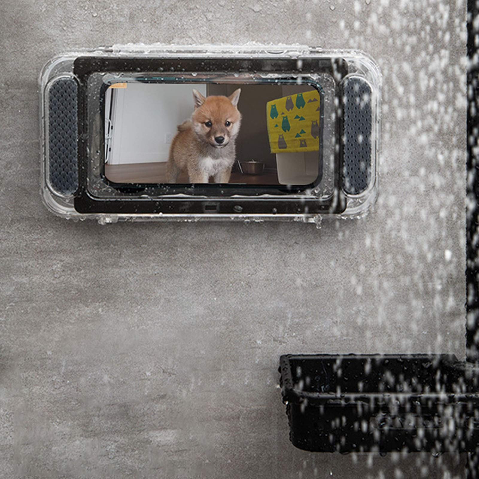 Badezimmer-Handyhalterung, Dusch-Handyhalterung, wasserdicht, beschlagfrei, wandmontiert, drehbare Handyhalterung mit HD-Touchscreen, für Badezimmer oder Küche, geeignet für Smartphones bis zu 17,8 cm