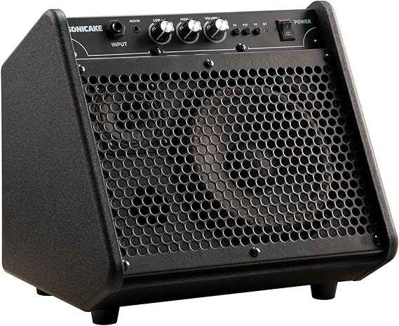 SONICAKE 20W Electric Drum Amp, Portable BT Drum/Keyboard Amplifier Speaker System with Dual Drivers for Home Practice, QDM-20