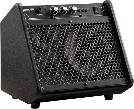 SONICAKE 20W Electric Drum Amp, Portable BT Drum/Keyboard Amplifier Speaker System with Dual Drivers for Home Practice, QDM-20
