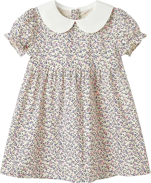 pureborn Baby Toddler Girl Woven Dress Short Sleeve Cotton Playwear Dresses 0-5T