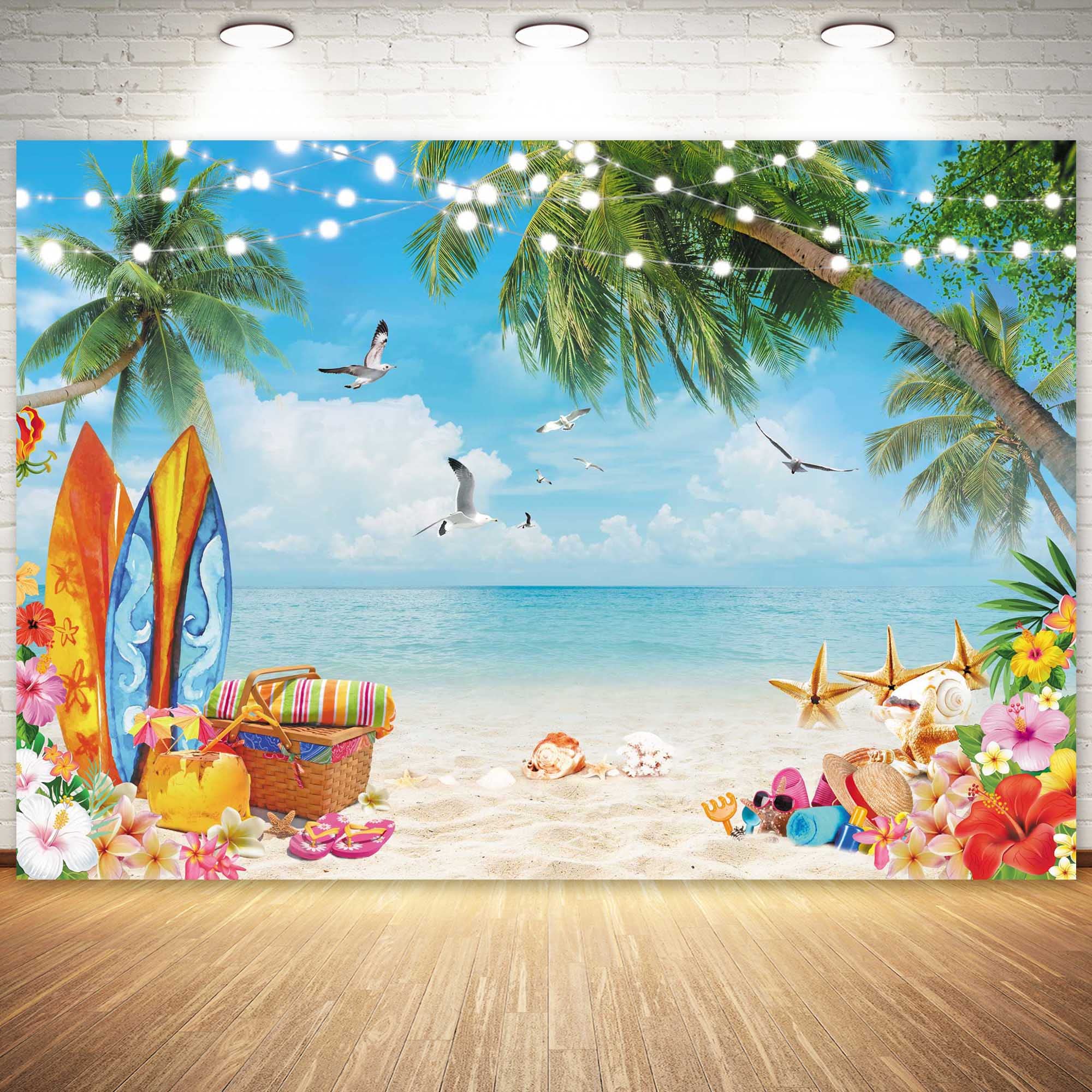 Luminora Fotohintergrund 2,15x1,5 M – Sommerstrand, Palmen, Rosa Himmel Für Partys