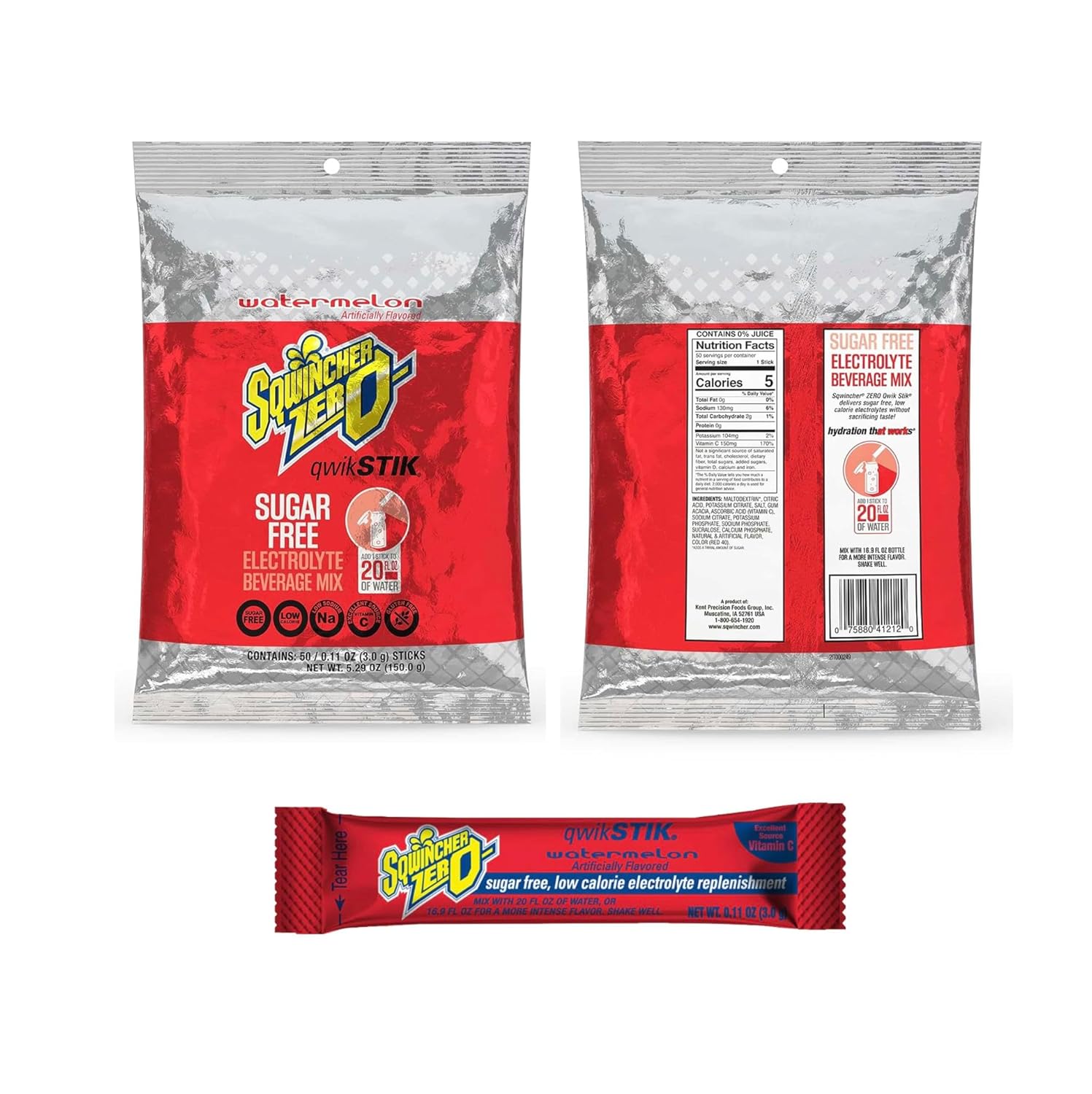 500 Qwik Stiks Sugar-Free Electrolyte Powdered Beverage Mix - Assorted Popular Flavors (grape, watermelon, lemonade, mixed berry, fruit punch)
